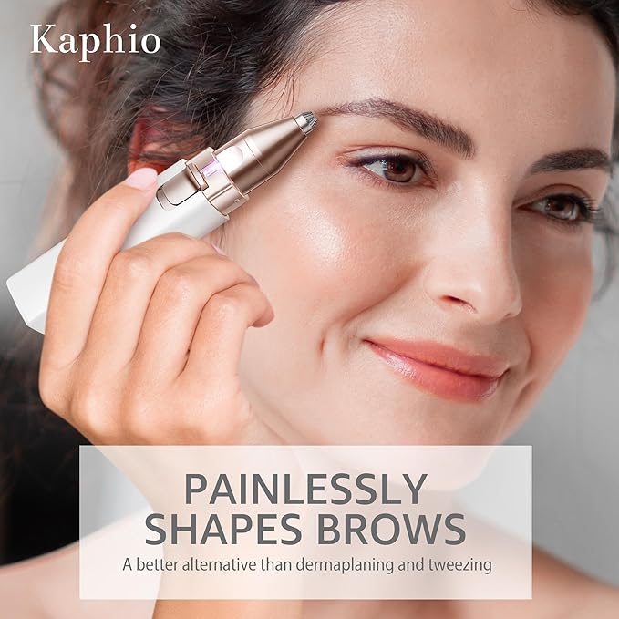 Facial Hair Removal for Women: 2 in 1 Electric Hair Removal Device for Chin Upper Lip Peach Fuzz & Rechargeable Eyebrow Trimmer for Shape Brows with Light (Blue)