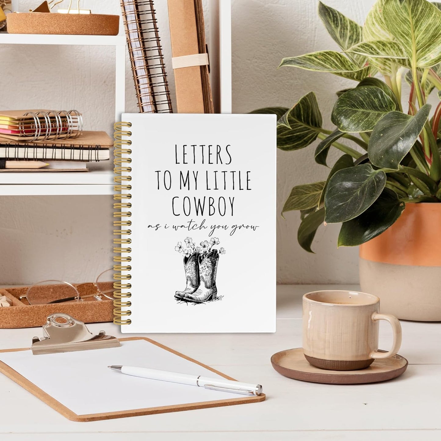 CUANFDDSF Western Notebook, Cowboy Cowgirl Gifts for Women Journal Notebooks for Kids,Writing Pads， Letters to My Little Cowboy As I Watch You Grow Hardcover Spiral Notebook 5.5x8.3 Inch