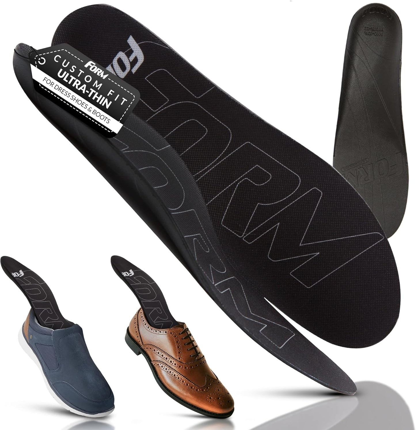 Ultra-Thin Plantar Fasciitis Insoles Designed for Comfort & Maximum Pain Relief, Ideal for Dress Shoes & Boots | Black (Men's 6-6.5, Women's 7.5-8)