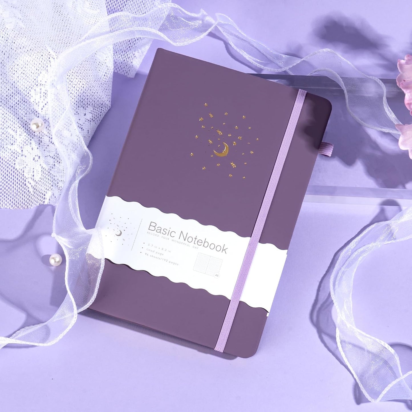 CAGIE Purple Journal Notebook for Women Girls 192 Lined Journaling Notebooks Hardcover Journals for Writing Work