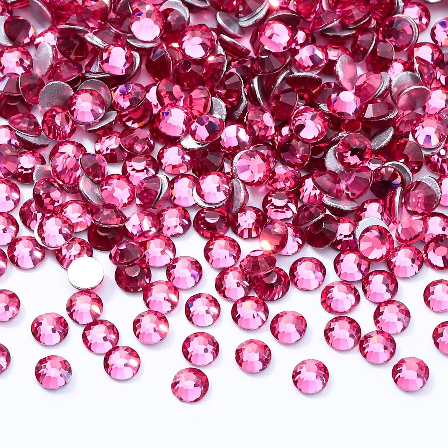 Rose Flatback Rhinestones, Glass Rhinestones for Nail Art and Craft, Glue Fix, Loose Crystal Gemstones(Rose, SS8, 2880pcs, 2.3-2.5mm)