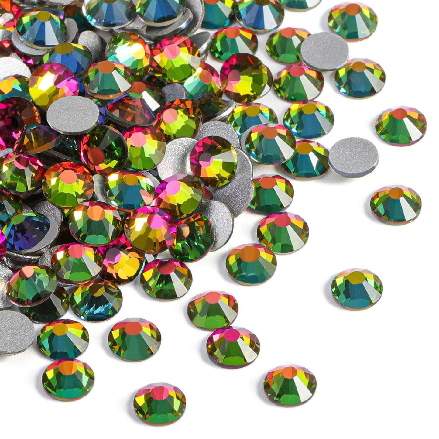 beadsland Flat Back Crystal Rhinestones Round Gems, Rainbow (6.4-6.6mm) SS30/288pcs