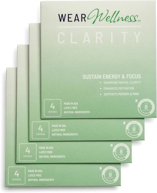 Clarity Film Patches – Topical Patches for Energy & Focus - Patch with Botanical Extracts – Natural Support for Memory & Concentration - Long-Lasting Effect – 16 Pack
