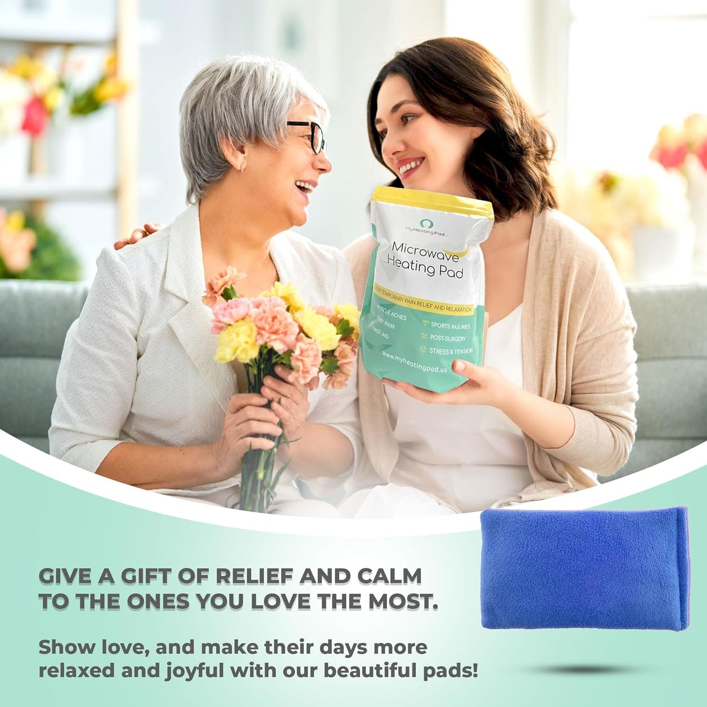 My Heating Pad Microwave Heating Pad - Moist Microwavable Heating Pads for Joints and Muscles Relief - Microwave Hot Pack Heat Pad for Cramps - Chilled or Heated Pad Therapy - Blue - Lavender Scent