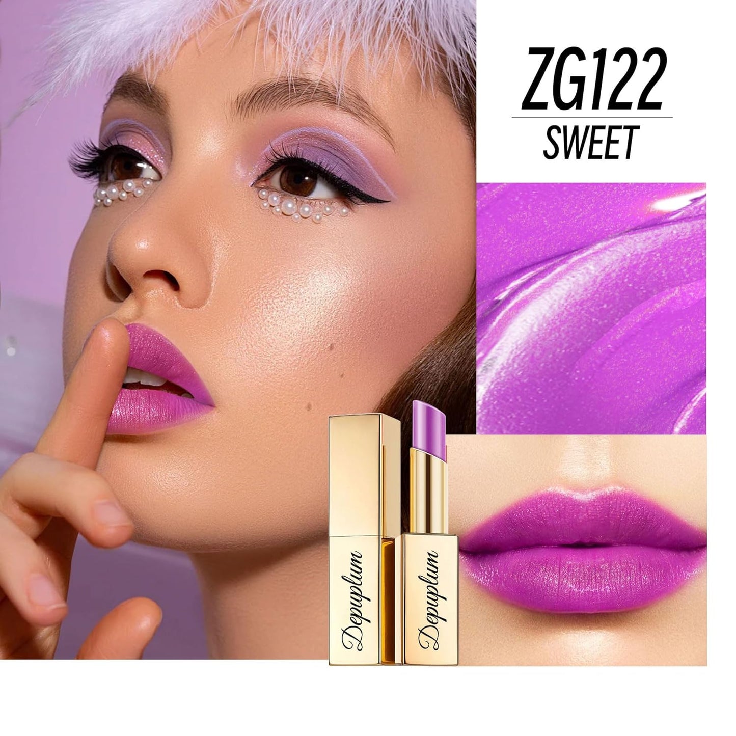 Red Berry Purple Lipstick Set for Women Shimmer Tinted Lip Balm Hydrating Moisturizing Lipstick Cruelty Free Lip Makeup, DM108/109/122