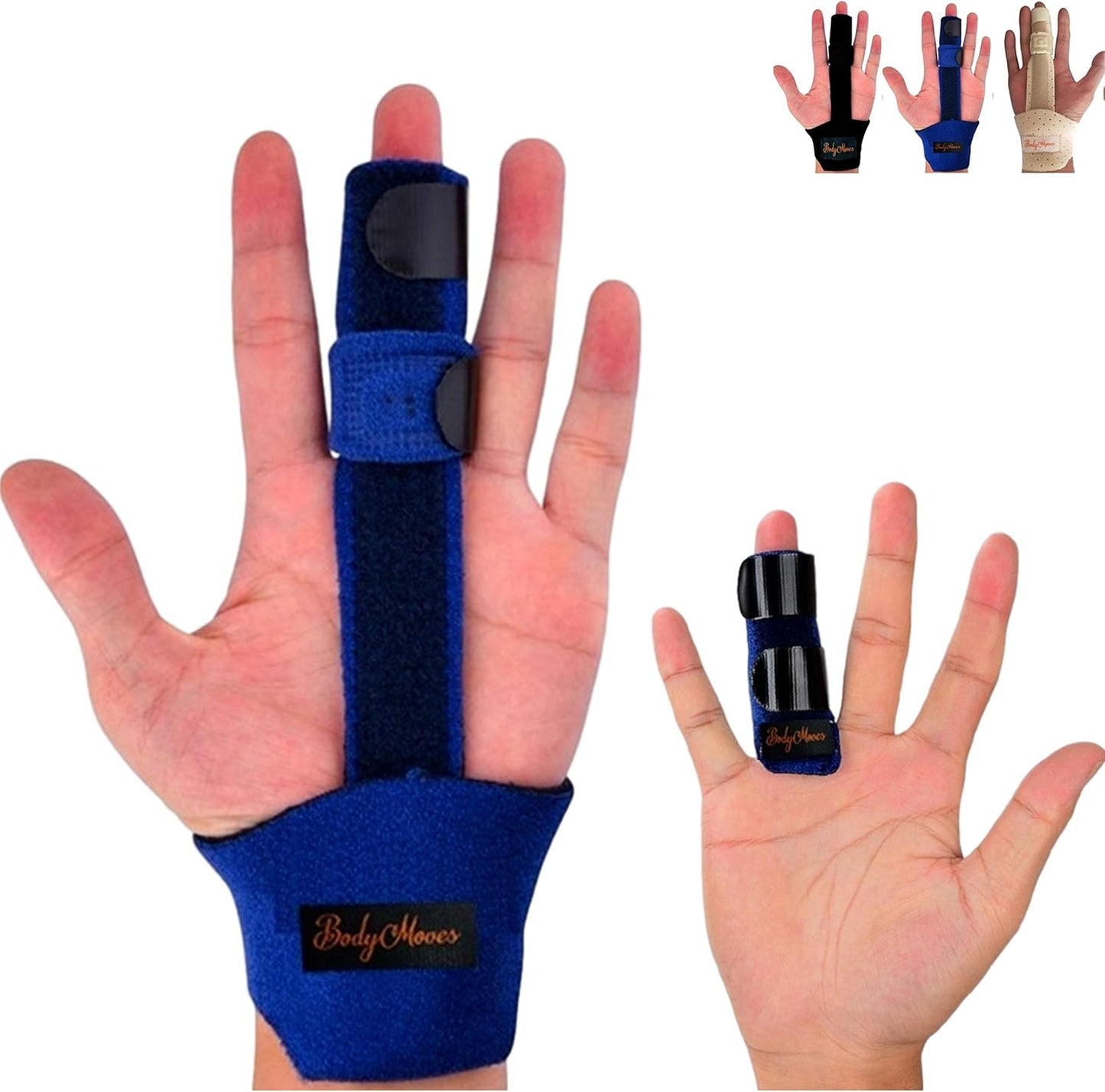 BodyMoves Finger splint and Finger extension splint trigger finger mallet finger broken finger post operative care Finger knuckle immobilization injury (aqua blue)