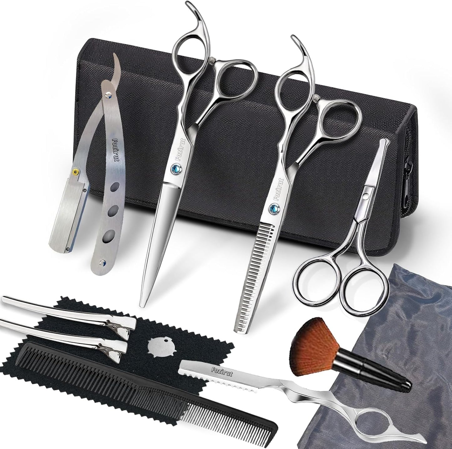 Barber Shears Hair Thinning Scissors Kit, Fozirut Tijeras De Peluqueria Profesional Blending Scissors Set, Hair Cutting Scissors Haircut Shears Wig Trimming Scissors for Haircutting, Barber Supplies