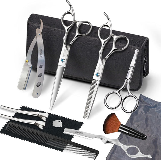 Barber Shears Hair Thinning Scissors Kit, Fozirut Tijeras De Peluqueria Profesional Blending Scissors Set, Hair Cutting Scissors Haircut Shears Wig Trimming Scissors for Haircutting, Barber Supplies