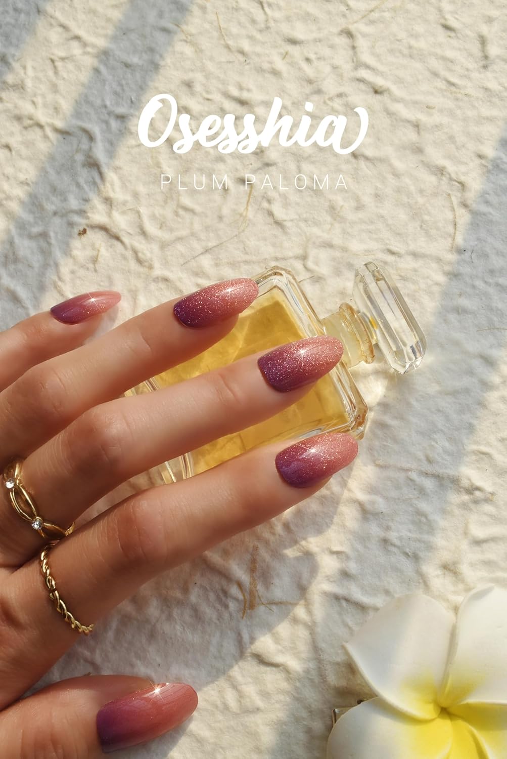 Semi Cured Gel Nail Strips, 20 pcs Nail Wraps, Glaze Stickers, Salon Quality French Manicure, Full Decal Gel Polish Strips, Long Lasting SCG, Easy on, UV Required (Plum Paloma)