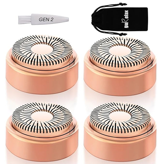 Replacement Heads for Finishing Touch Flawless Facial Hair Remover Device for Women, Replacement Blades for Flawless Replacement Heads Gen 2, 18k Gold with Gurelax Flannel Bag (4)