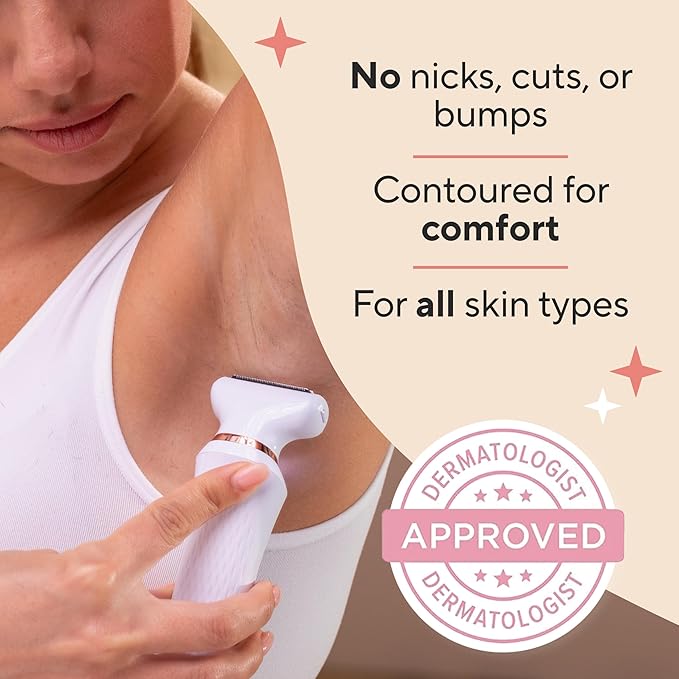 Finishing Touch Flawless Underarm Hair Removal Electric Razor Device, Designed to Shave and Contour Womens Sensitive Underarm Area, Cordless Groomer, Painless for All Skin Types