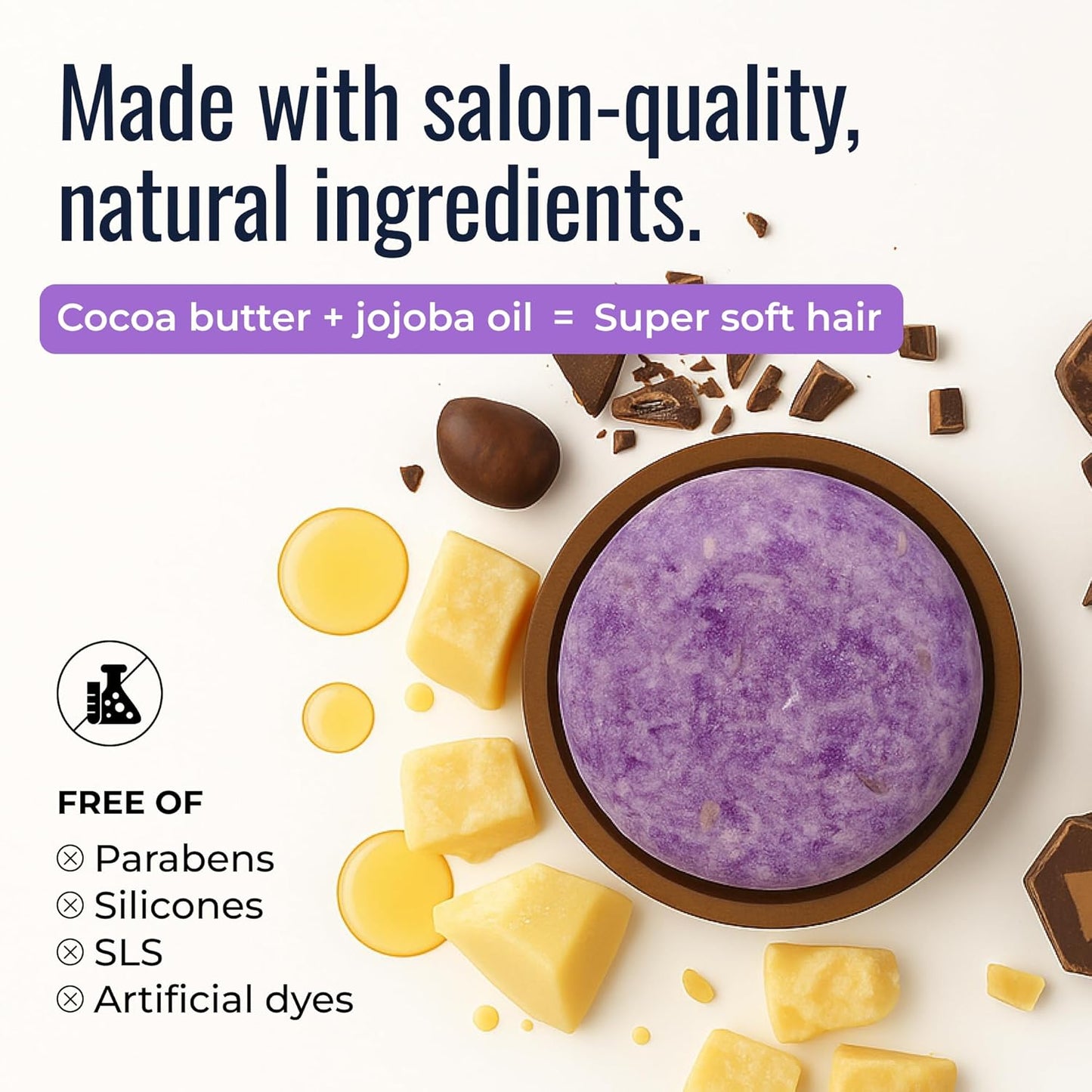 Oasis Shampoo Bar, Vegan Solid Hair Cleanser with Plumeria, Jasmine, Sandalwood, Coconut, and Mandarin, for Grey and Frizzy Hair, Zero Waste, Travel-Friendly