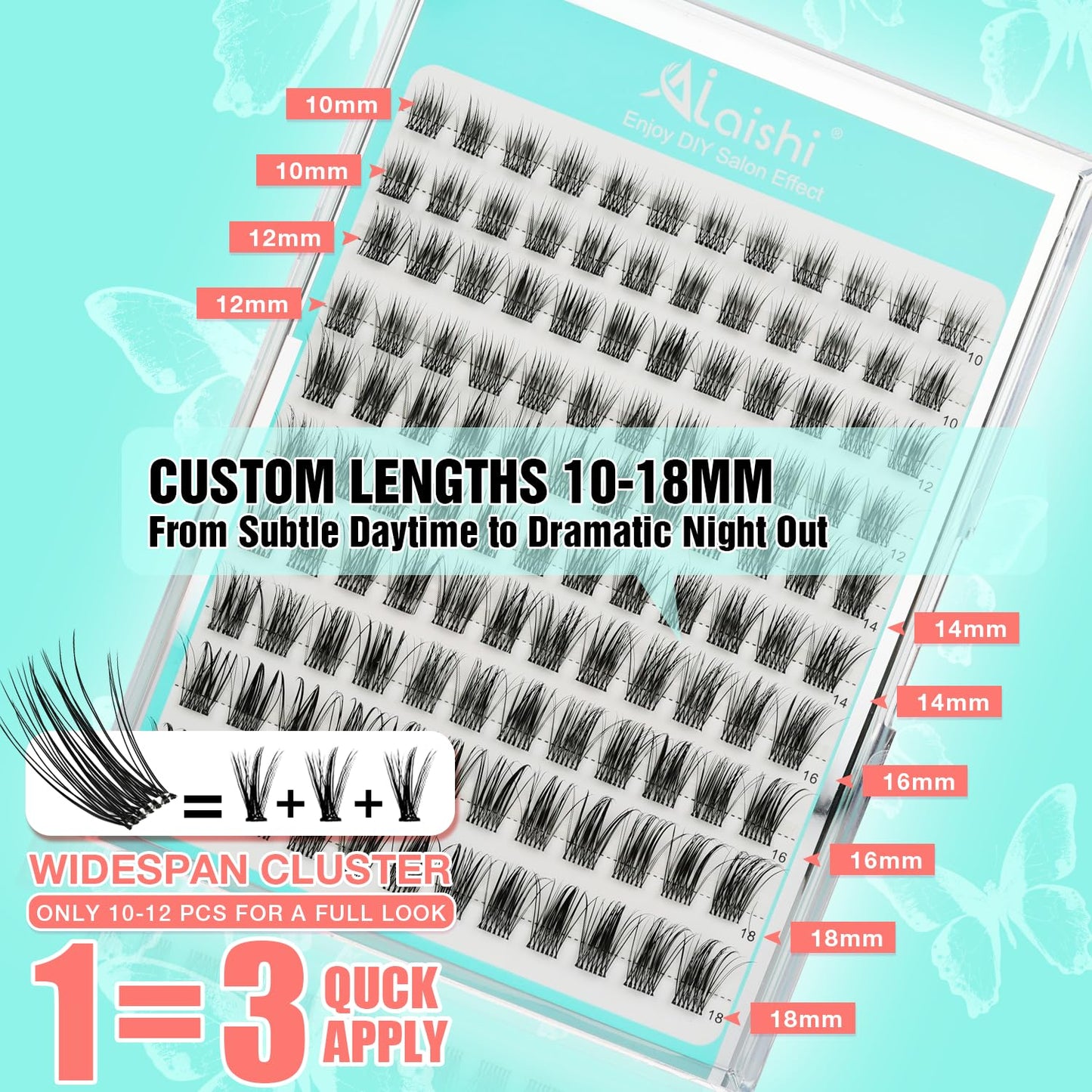 No Glue Needed Lashes, Self Adhesive Eyelashes, DIY Lash Cluster Eyelash Extensions Kit 10‑18mm,100pcs Fluffy D Curl Soft Natural Lashes with Tweezers–Fake Cat Eye Wispy Individual Clusters(NGDY61)