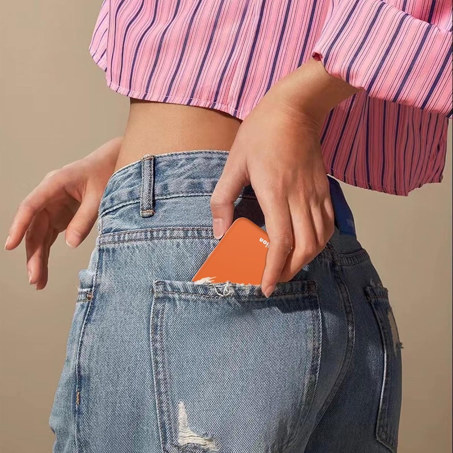 Kintion Rechargeable Pocket Mirror, Double Sided 1X/3X Magnification Compact Vanity Mirror, 3 Color Lights, Dimmable, Small Portable Wallet Mirror, Lighted Travel Mirror for Women Gifts, Orange