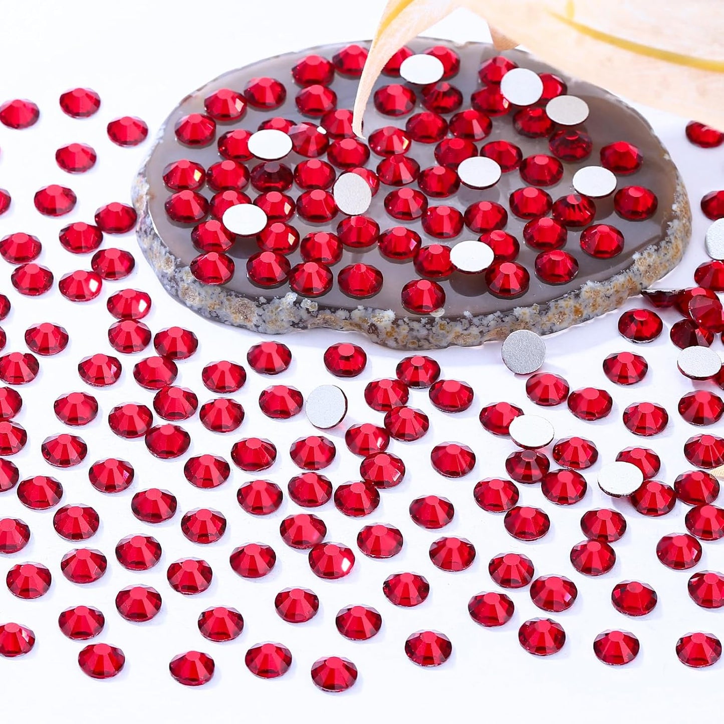 Siam Flatback Rhinestones, Glass Rhinestones for Nail Art and Craft, Glue Fix, Loose Crystal Gemstones(Siam, SS34, 576pcs, 7.1-7.3mm)