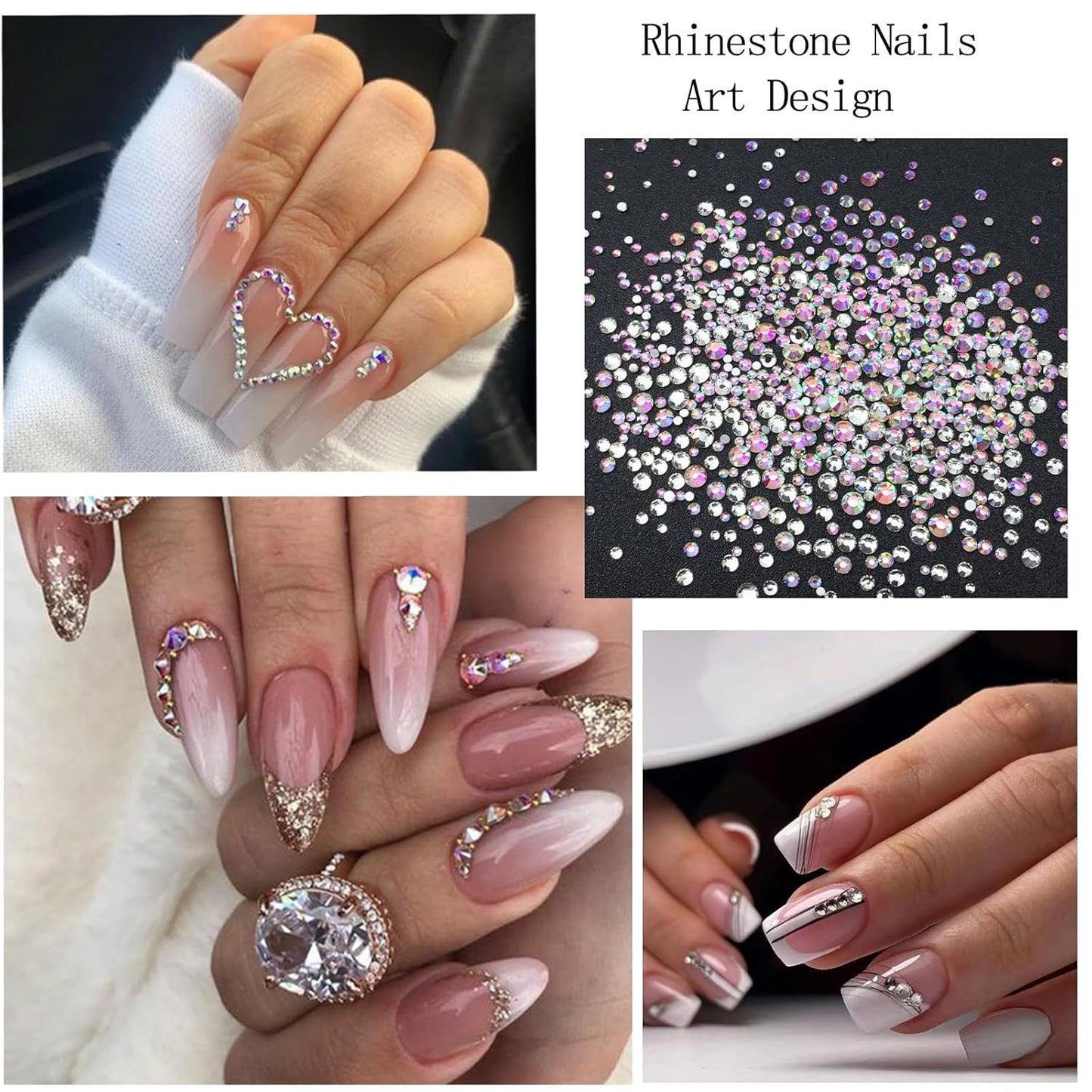 4 Boxes Flatback Rhinestones and Pearls Nail Charms for Acrylics - Crystals, Half Rounds, and Accessories for DIY Nail Art Decor