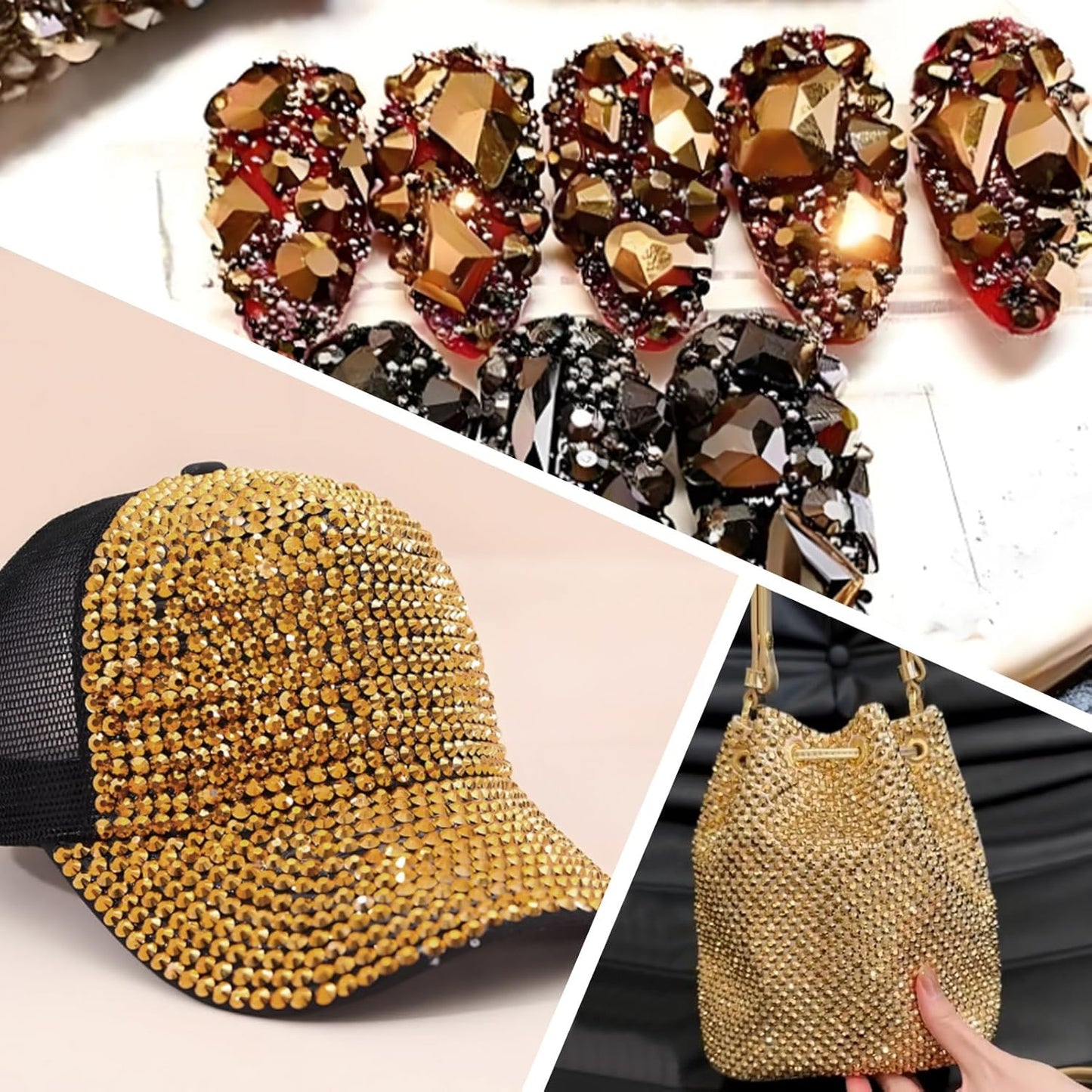 3000 PCS SS8 Flatback Rhinestones,12-Facet Diamond-Cut Glass Gems for Nail Art,Clothing,DIY Crafts,Glue-On Decoration Stones with Silver Backing,Aurum