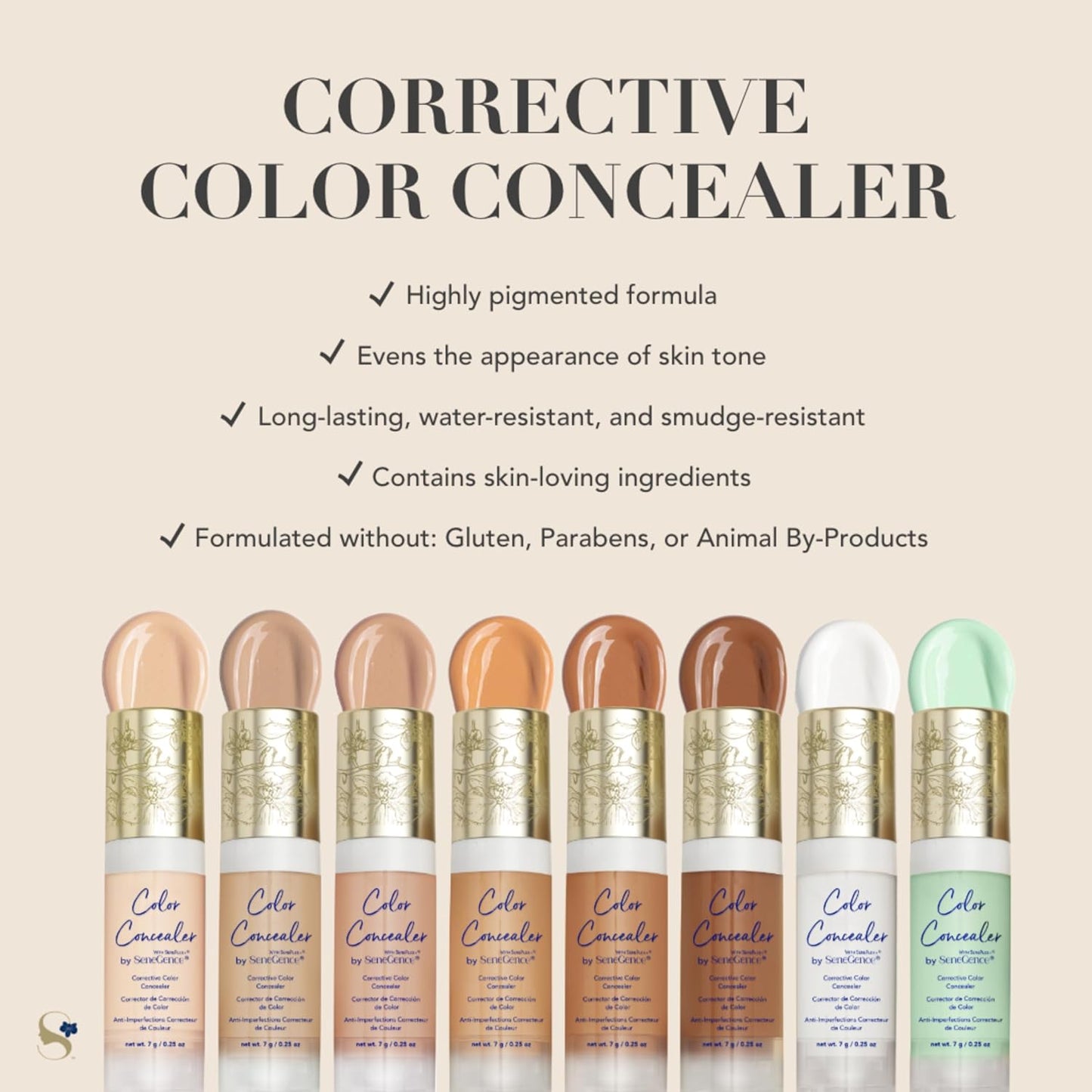 SeneGence Corrective Color Concealer, Deep, 0.25 Fl Oz, Anti-Aging Benefits, Hydrating Aloe Vera Juice, Vitamin B & E for Even Skin Tone and Flawless Coverage