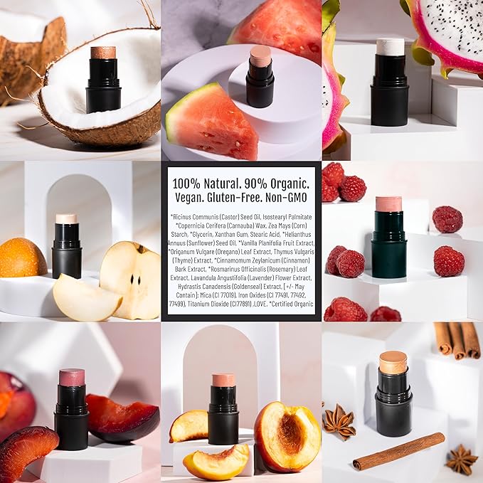 Organic Tint Tube, 100% Natural Vegan Gluten-Free Cream Bronzer Multi-Stick, Made in USA, Brandy