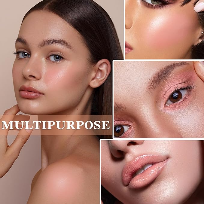 Cream Blush Stick with Brush and Makeup Sponge,Waterproof Multi Cream Makeup Stick,Lightweight,Long-lasting,2 in 1 Multi Blush for Cheeks & Lip Tint & Eyeshadow H