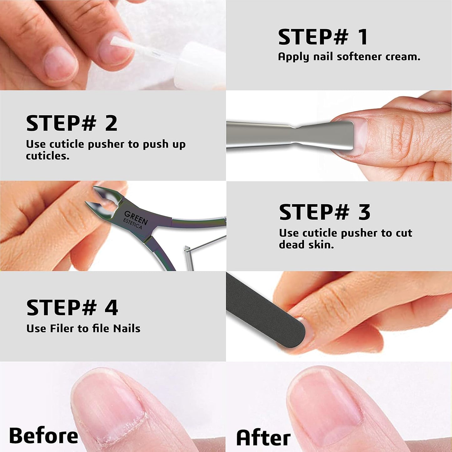 Professional Cuticle Trimmer with Cuticle Pusher Nail Cuticle Remover Nipper Silver Stainless Steel Sharp Blades Manicure Tools with Double Spring Nail Care Pedicure Nail Tools (Multi-Colored)