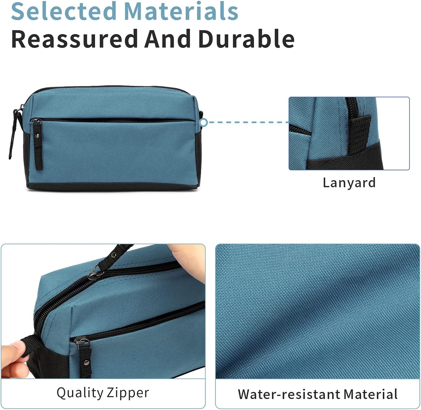 BuyAgain Toiletry Bag, Toiletry Travel Bathroom Bag Waterproof Cosmetic Make up Pouch Dopp Kit For Men or Women, Silver Blue