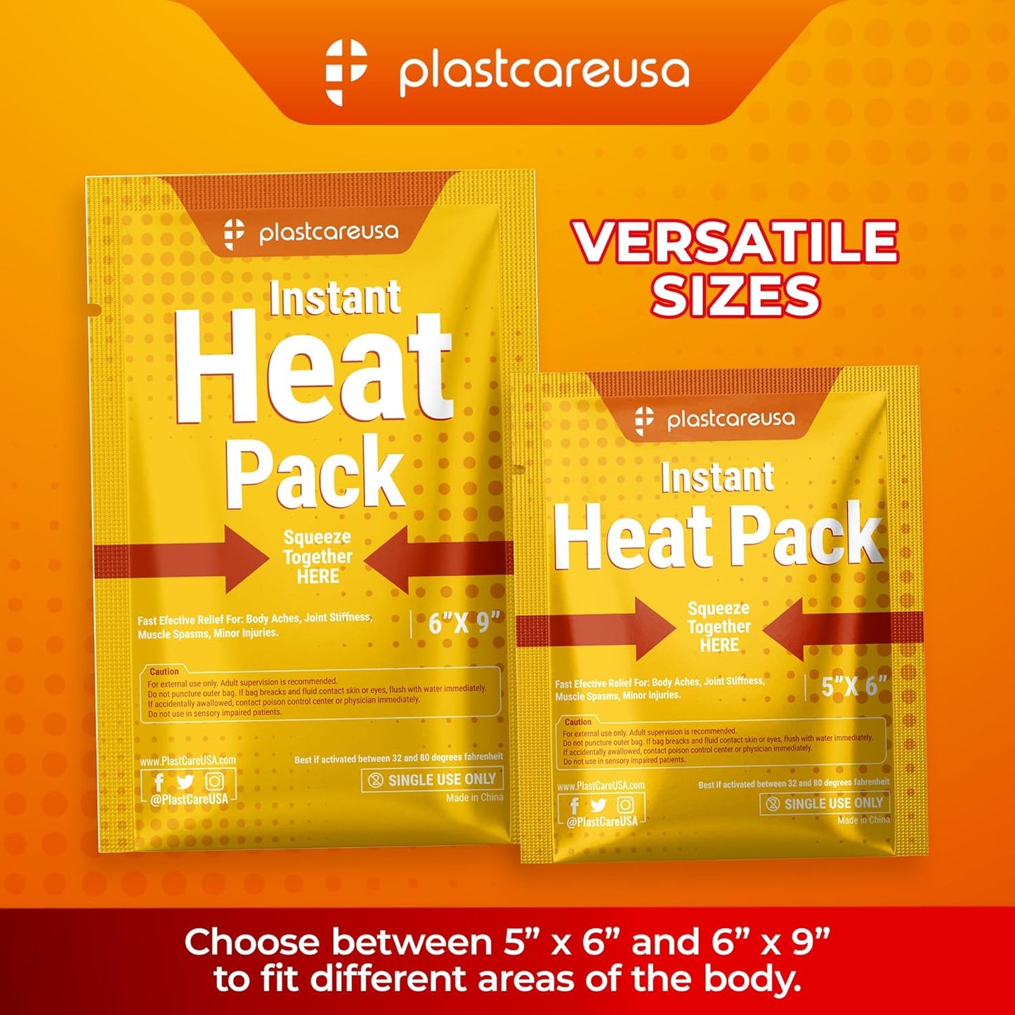 Instant Heat Packs - Disposable Hot Packs for Pain Relief, 5 in x 6 in, 25 Packs - Hot Pack for First Aid and Muscle Pain