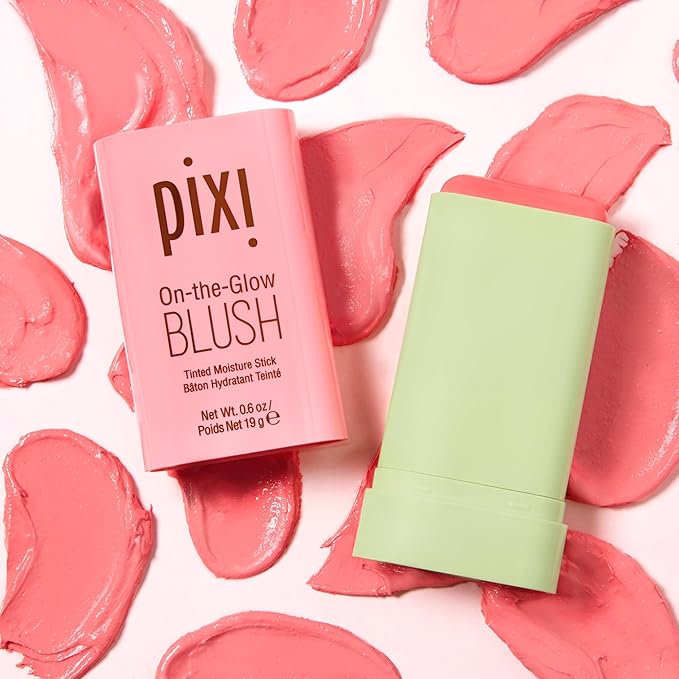 Pixi On-the-Glow Blush - Fleur, Hydrating Tinted Moisture Blush Stick with Ginseng, Aloe Vera & Fruit Extracts, For Cheeks & Lips, 19g / 0.6oz, Paraben-Free