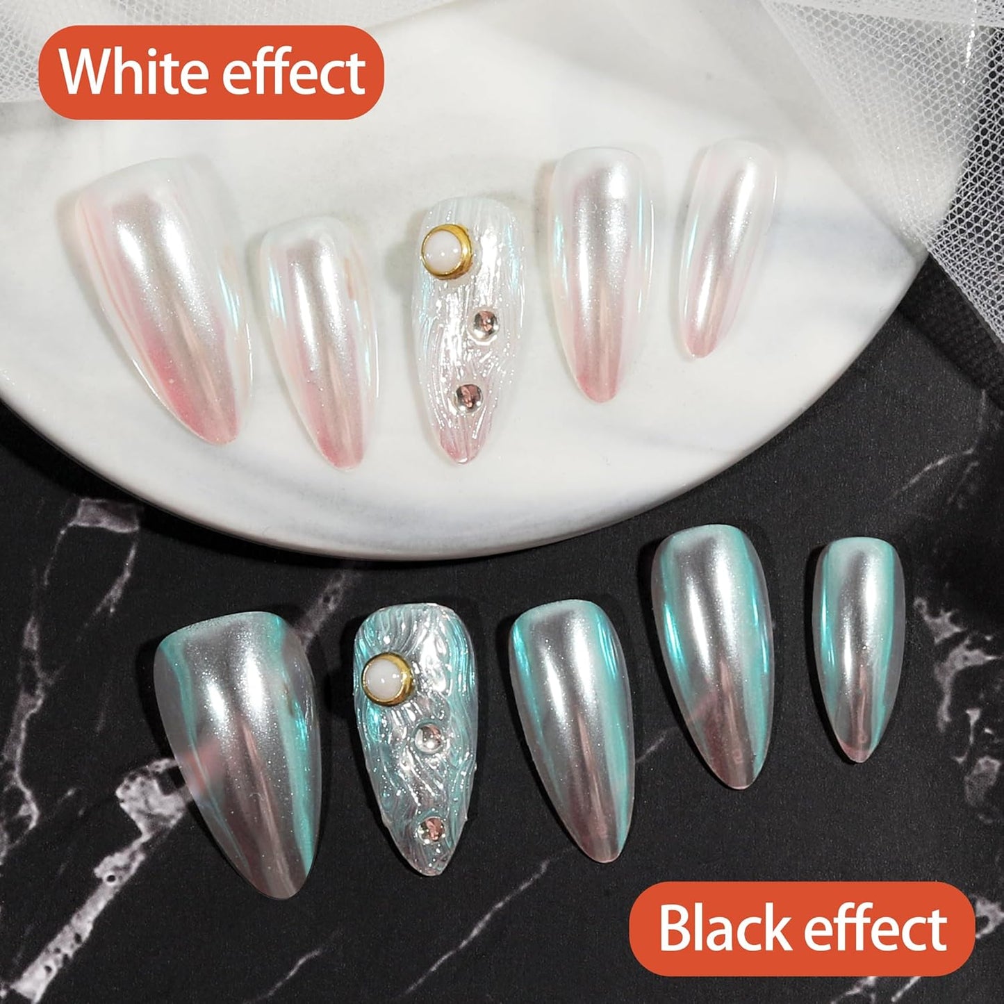 Artdone Aurora Chrome Nail Powder, Iridescent Unicorn Powder Metallic Mirror Effect Pigment Pearlescent Mermaid Pearl Glitter Dust Kit, Nail Art Decoration, Resin Craft