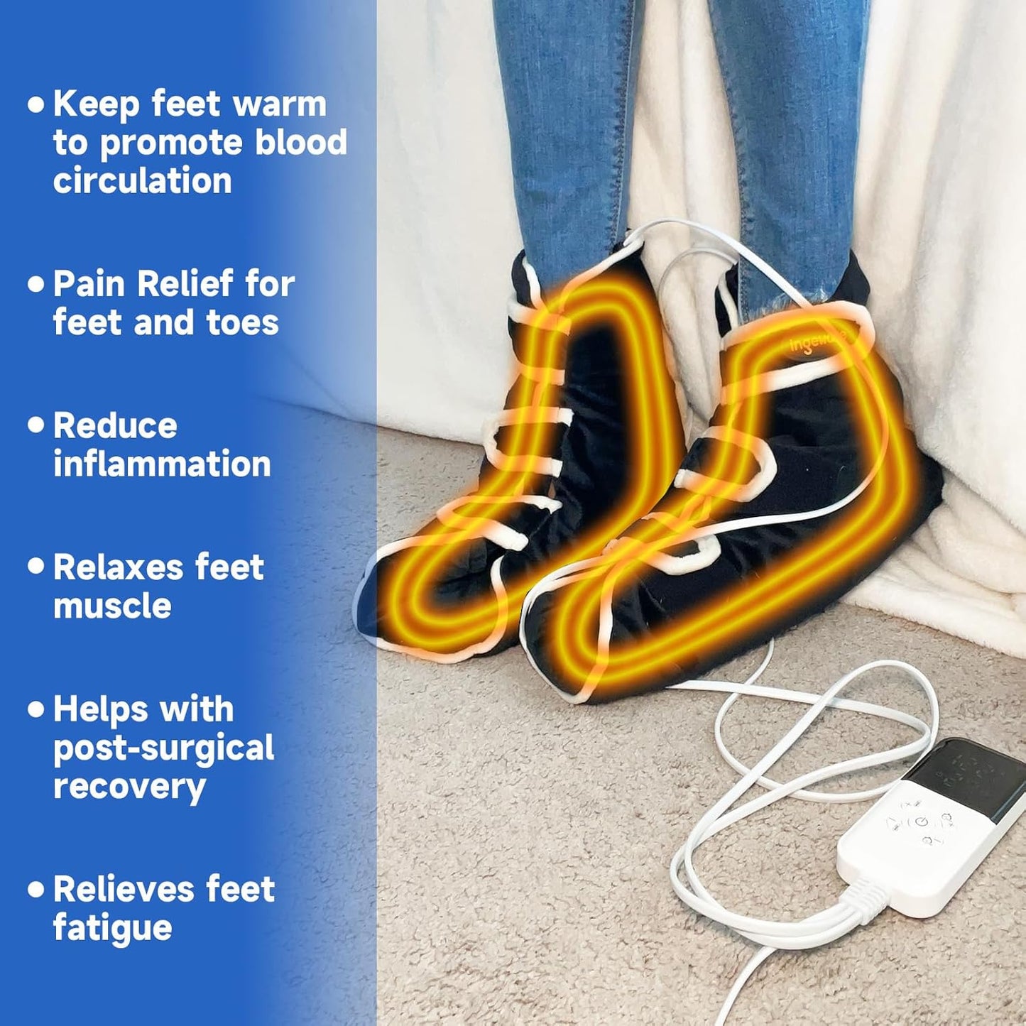 Electric Heating Pad for Women Men, Pain Relief Heated Arthritis Gloves, Heating Mittens with 30-90min Timer, 86-158℉ Adjustable Temperature Shut Off (New Version for feet)