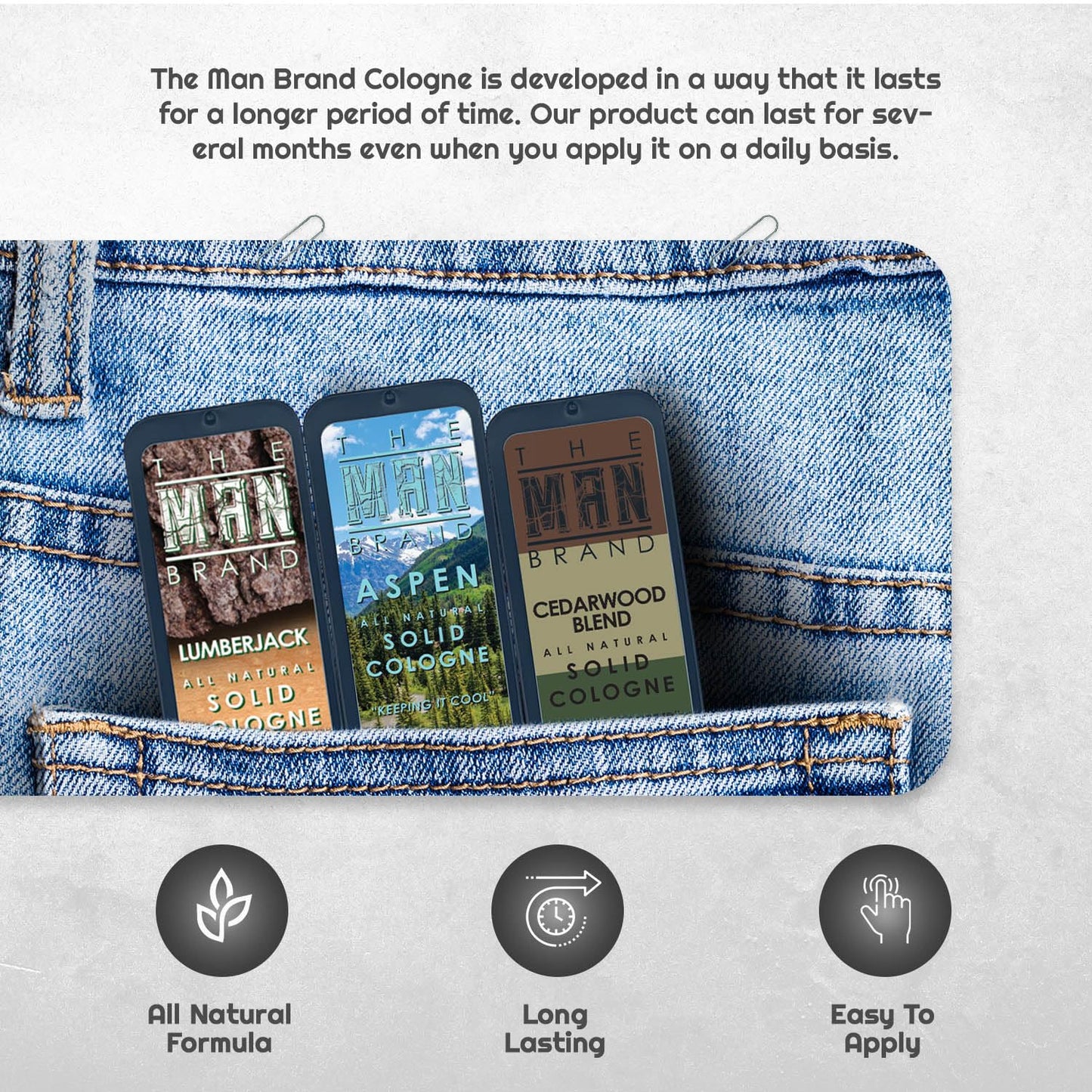 Solid Cologne Sample Set of 3 with Cedarwood Blend, Lumberjack and Aspen Solid Cologne - Mens fragrance Sampler Set - (The Forest - 3 Pack - 0.75 oz each)