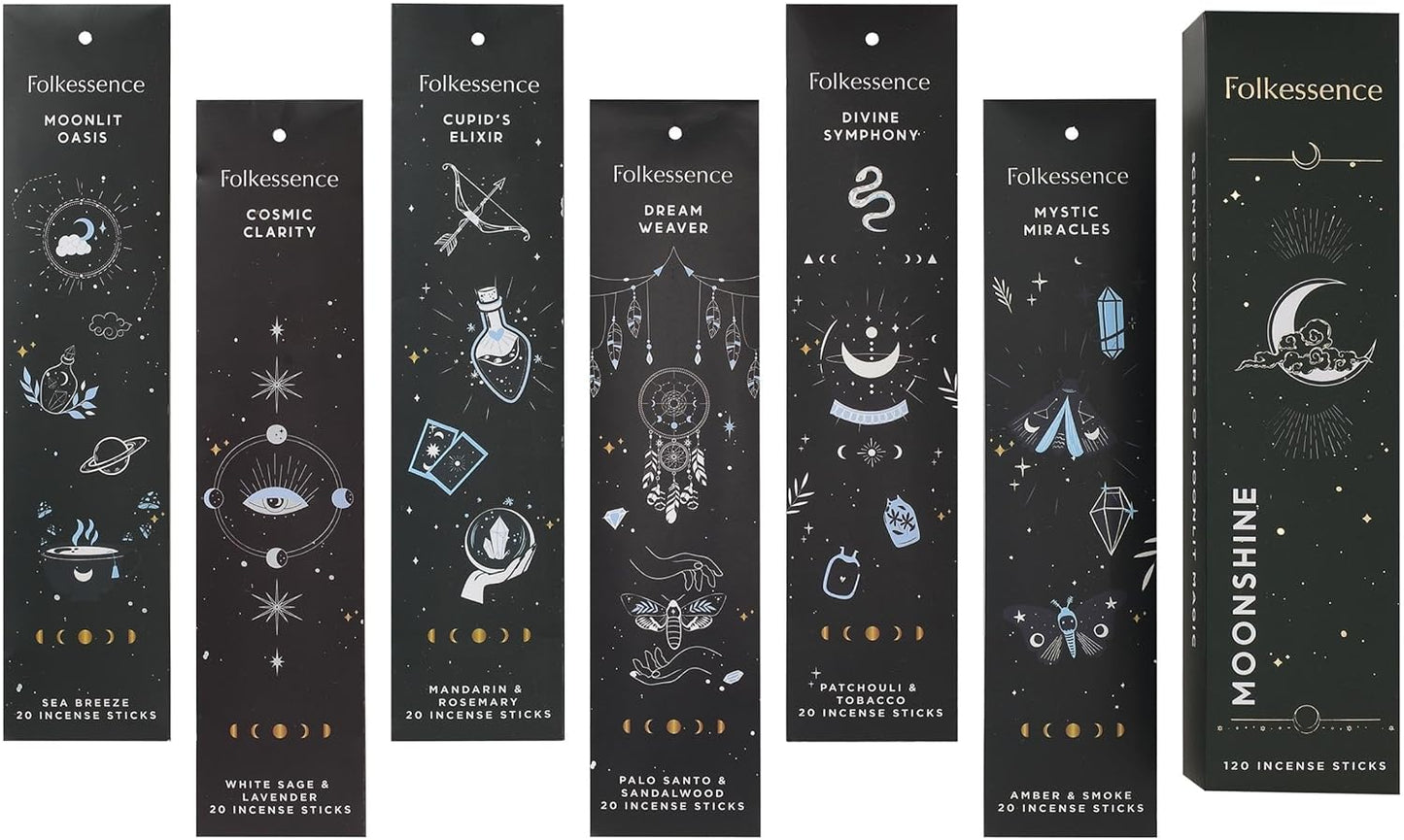 Folkulture Set of 6 Incense Sticks | 120 Organic Insence Sticks - Non Toxic Palo Santo & Sandalwood, Lavender, Patchouli, Rosemary Insence-Stick | 45 Min Burn Time, Blue Lotus Inscents-Sticks Gifts