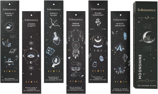 Folkulture Set of 6 Incense Sticks | 120 Organic Insence Sticks - Non Toxic Palo Santo & Sandalwood, Lavender, Patchouli, Rosemary Insence-Stick | 45 Min Burn Time, Blue Lotus Inscents-Sticks Gifts