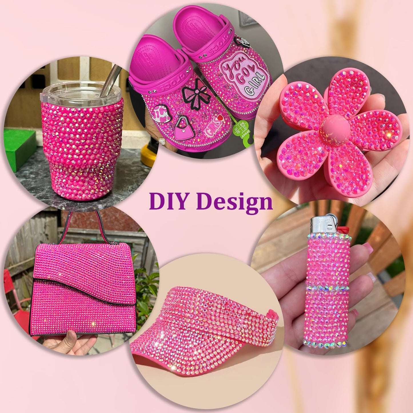 25000Pcs Resin Jelly Rhinestones with Tweezers for Crafting, Hot Pink AB Flatback Gems, Bedazzling Crystal with 3Pcs 10ml B7000 Jewelry Glue for DIY Crafts Clothing Tumblers Shoes Fabric Nail Art