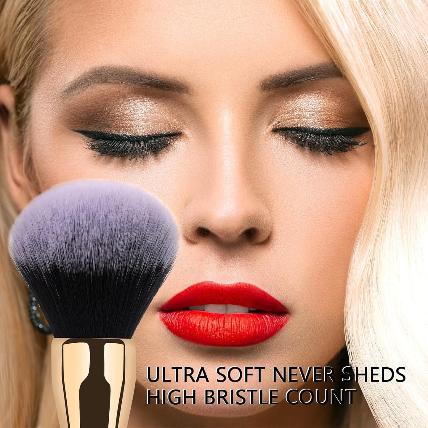 Powder Brush,Daubigny Large Powder Brush Flat Arched Premium Durable Kabuki Makeup Brush Perfect For Blending Liquid,Cream and Flawless Powder,Buffing, Blending,Concealer (Gold Black)