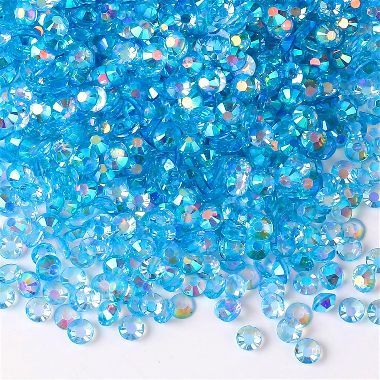 3000 Pieces SS6 2mm Flatback Rhinestones AB Clear Round Gems Crystals for Nail Art DIY Crafts Clothes Shoes Bags （Transparent Aqua Blue AB）
