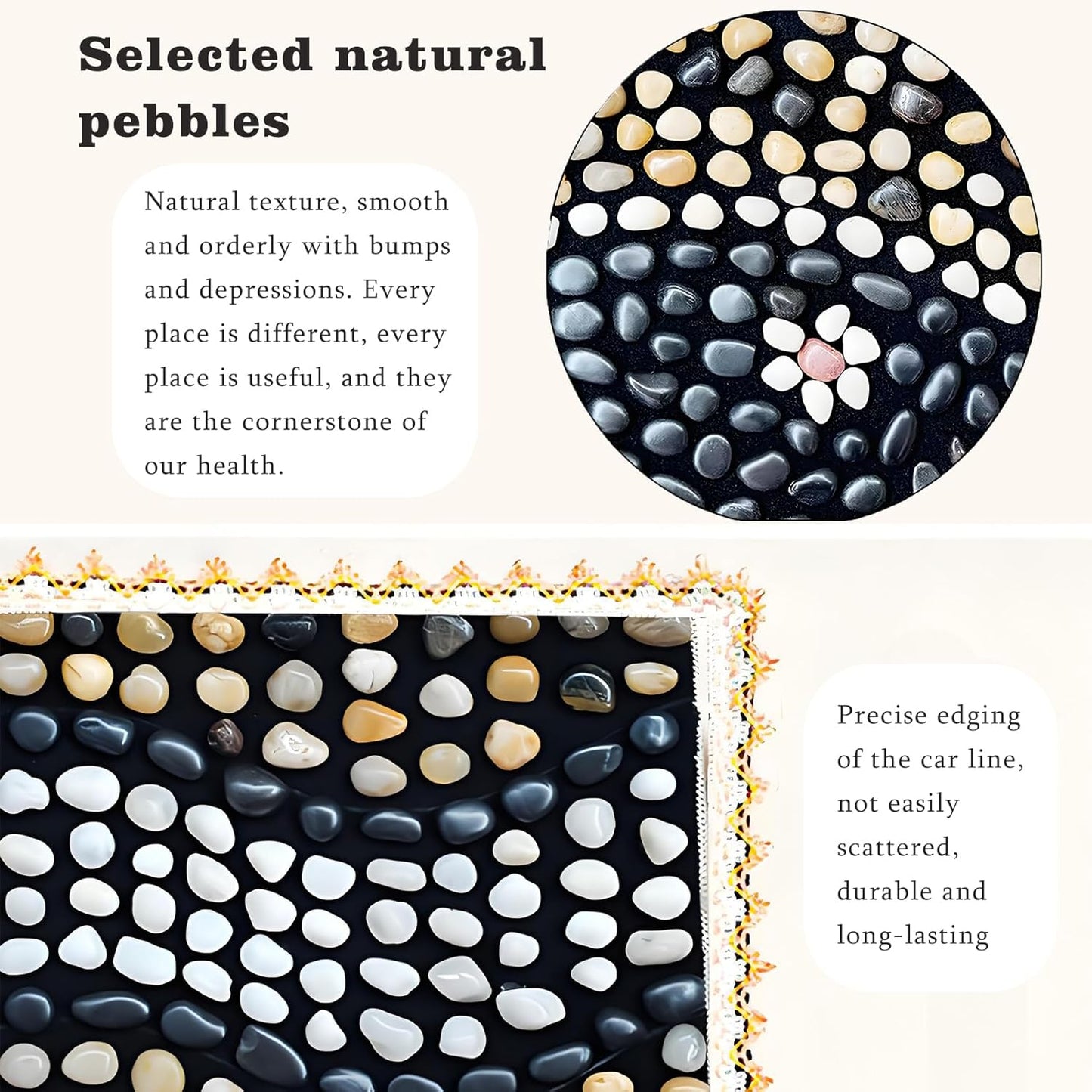 LIYAOLI Reflexology Foot Massager Mat - Acupressure Pebble Pad for Stimulating Blood Flow, Pain Relief & Relaxation for Office and Home Use (15.7" x 23.6")