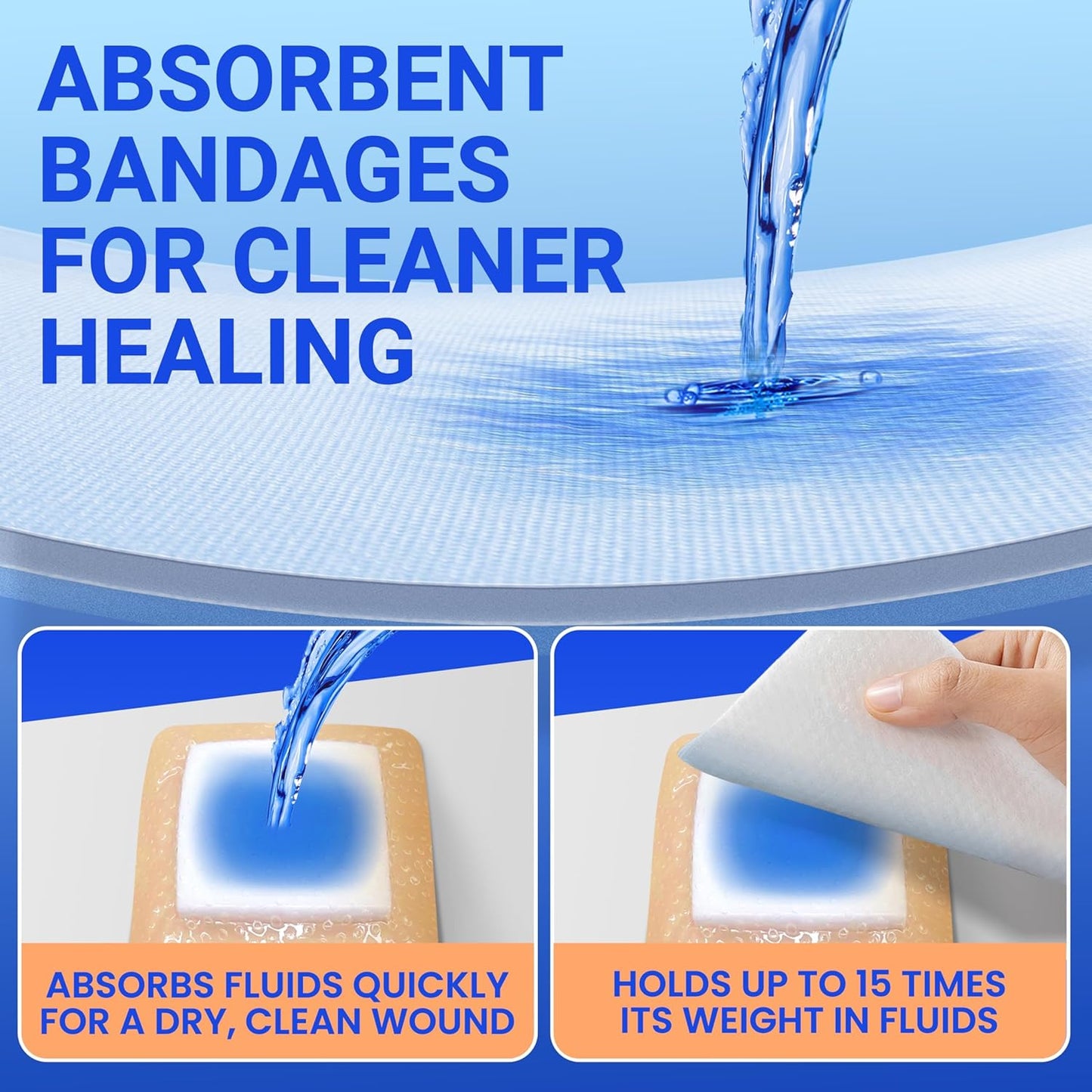 Large Waterproof Bandages 2x2 Silicone Foam Dressing for Sensitive Skin Wound Care, Adhesive Cohesive Pad with Border for First Aid, Post Surgical and Burn, Pressure, Scar Healing (20 PCS)