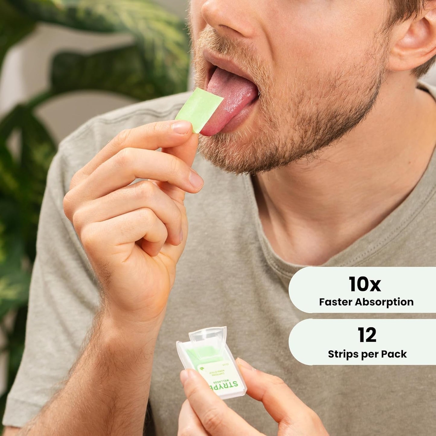 Energy Strips | Instant Caffeine in a Strip | 80mg per Serving | Portable Caffeine + Breath Mints | Zero Calories & Zero Sugar | Spearmint Flavor | 12 Strips per Pack