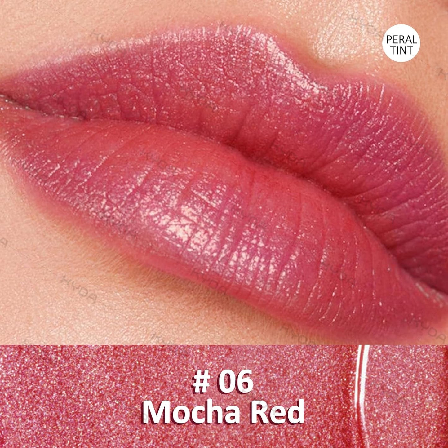 KYDA Red Shimmer Lipstick, Metallic Pearl Lipstick, Lasting Non-sticky Glitter Lips Color, High Glossy Lips Makeup for Women, Mocha Red
