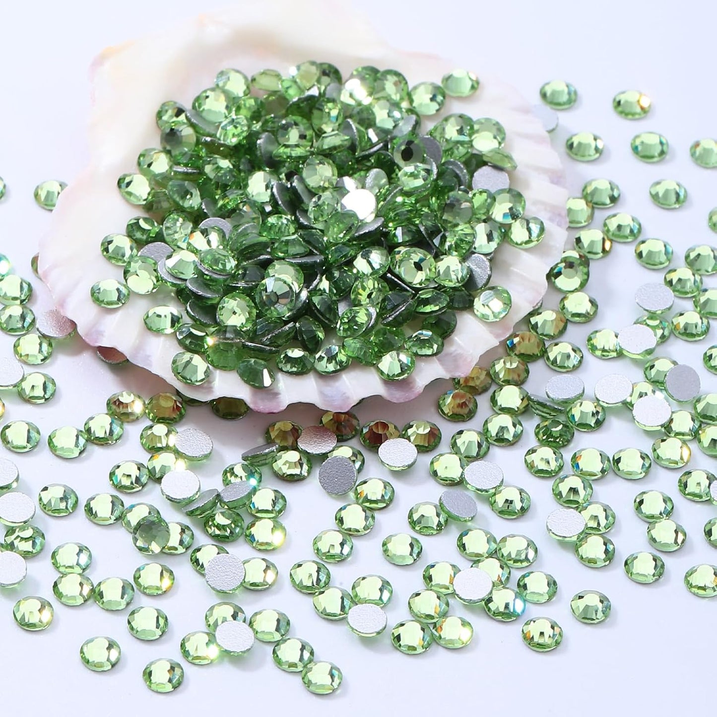 Light Green Flatback Rhinestones, Glass Rhinestones for Nail Art and Craft, Glue Fix, Loose Crystal Gemstones(Lt.Green, SS12, 2880pcs, 2.9-3.0mm)