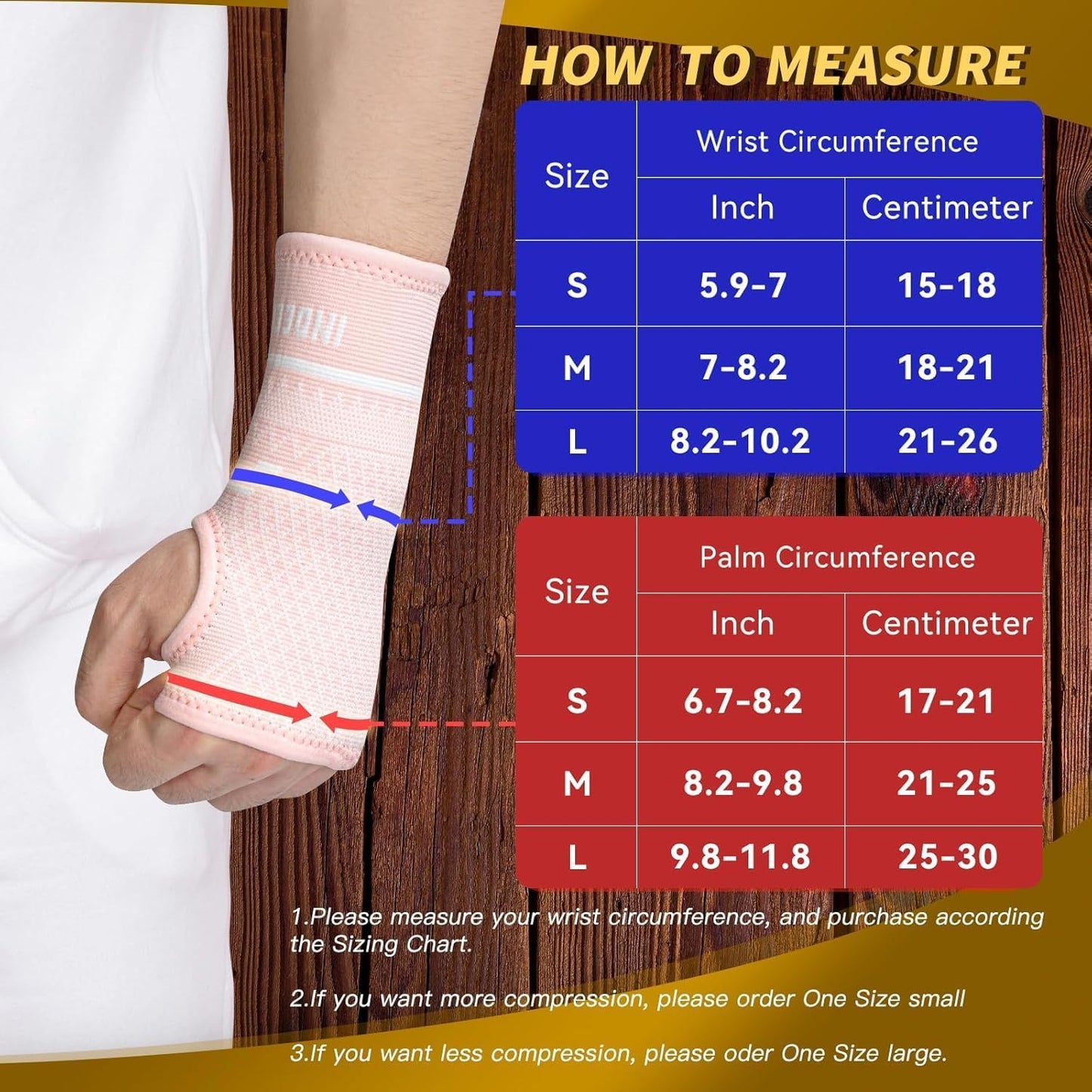 INDEEMAX Copper Wrist Compression Sleeve 1 Pair, Comfortable Hand Brace Support for Arthritis, Tendonitis, Sprains, Workout, Carpal Tunnel - Left & Right - Women and Men (Pink, L)