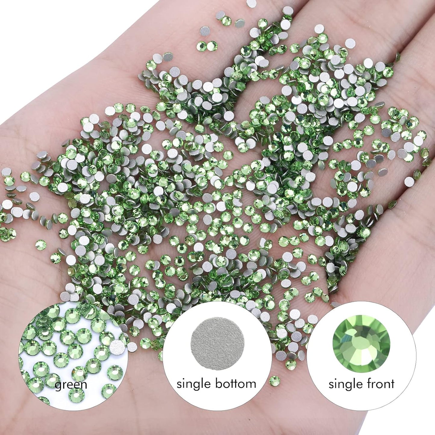 3000Pcs Light Green Crystal Rhinestones,Glass Flatback Rhinestones Gemstones Mini for Nail Face Makeup Art Crafts Clothes Decoration - (SS8,2.4mm,Light Green)