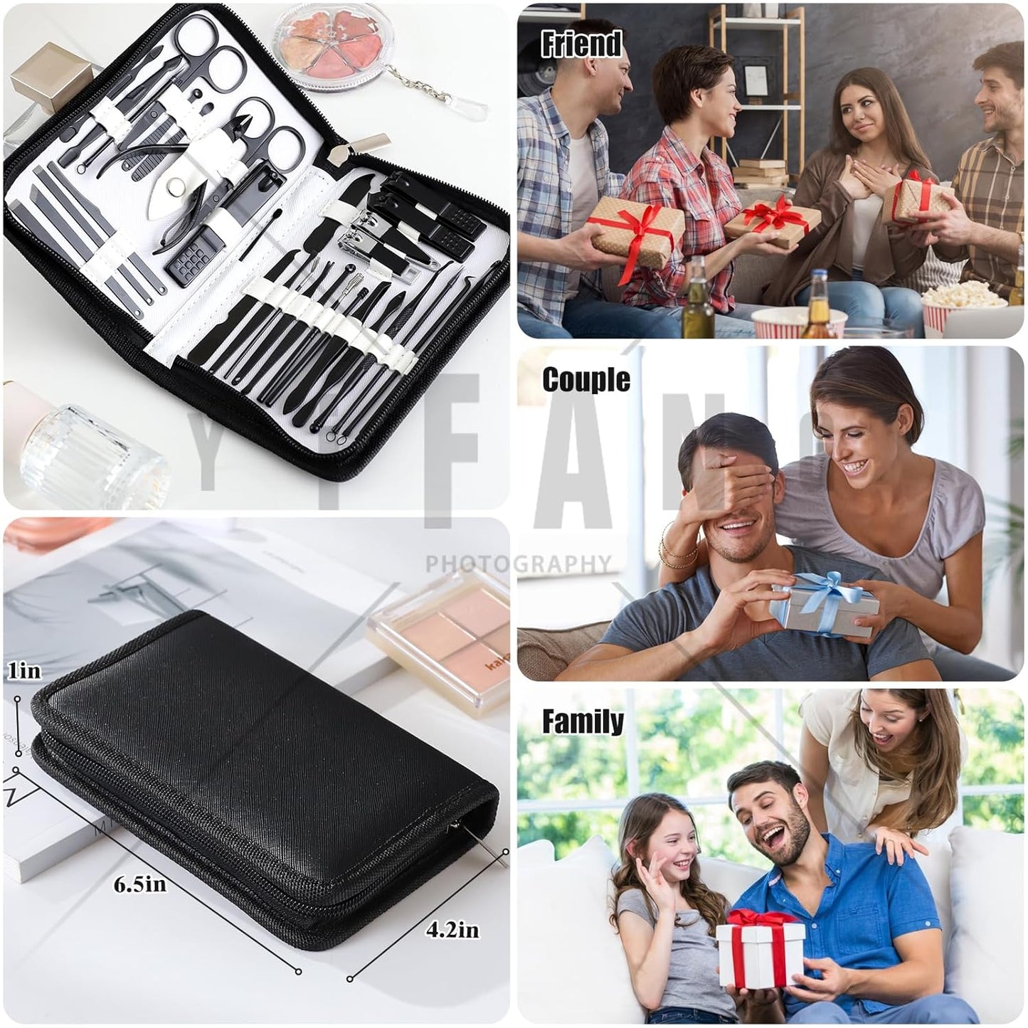 Manicure Set Pedicure Kit Womens Nail Clippers Set 32 in 1 Professional Grooming Care Tools Nail Kit Including Facial, Fingernails and Toenails Care with Travel Case Women (White/Black_32 in 1)