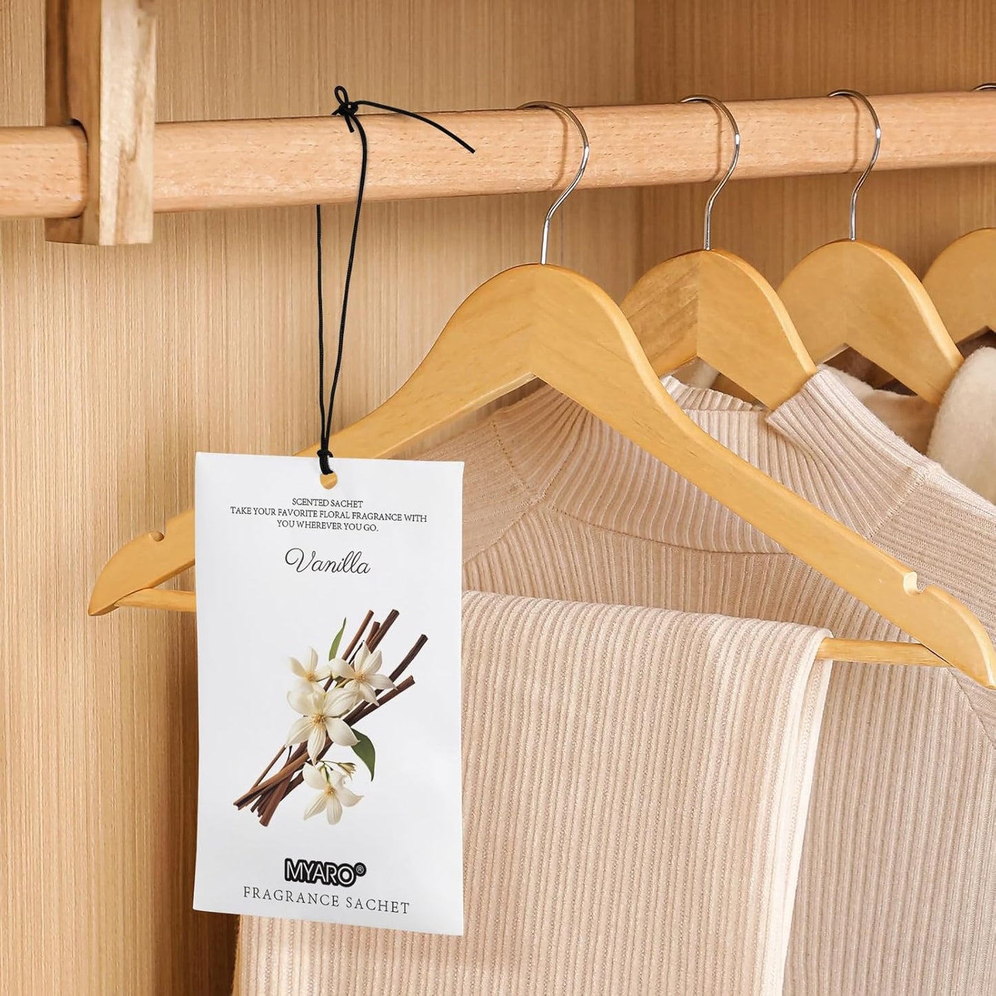 MYARO 12 Packs Vanilla Scented Sachets for Drawer and Closet, Long-Lasting Closet Sachet Bags Drawer deodorizers Fresh Scents, Home Fragrance for Lover