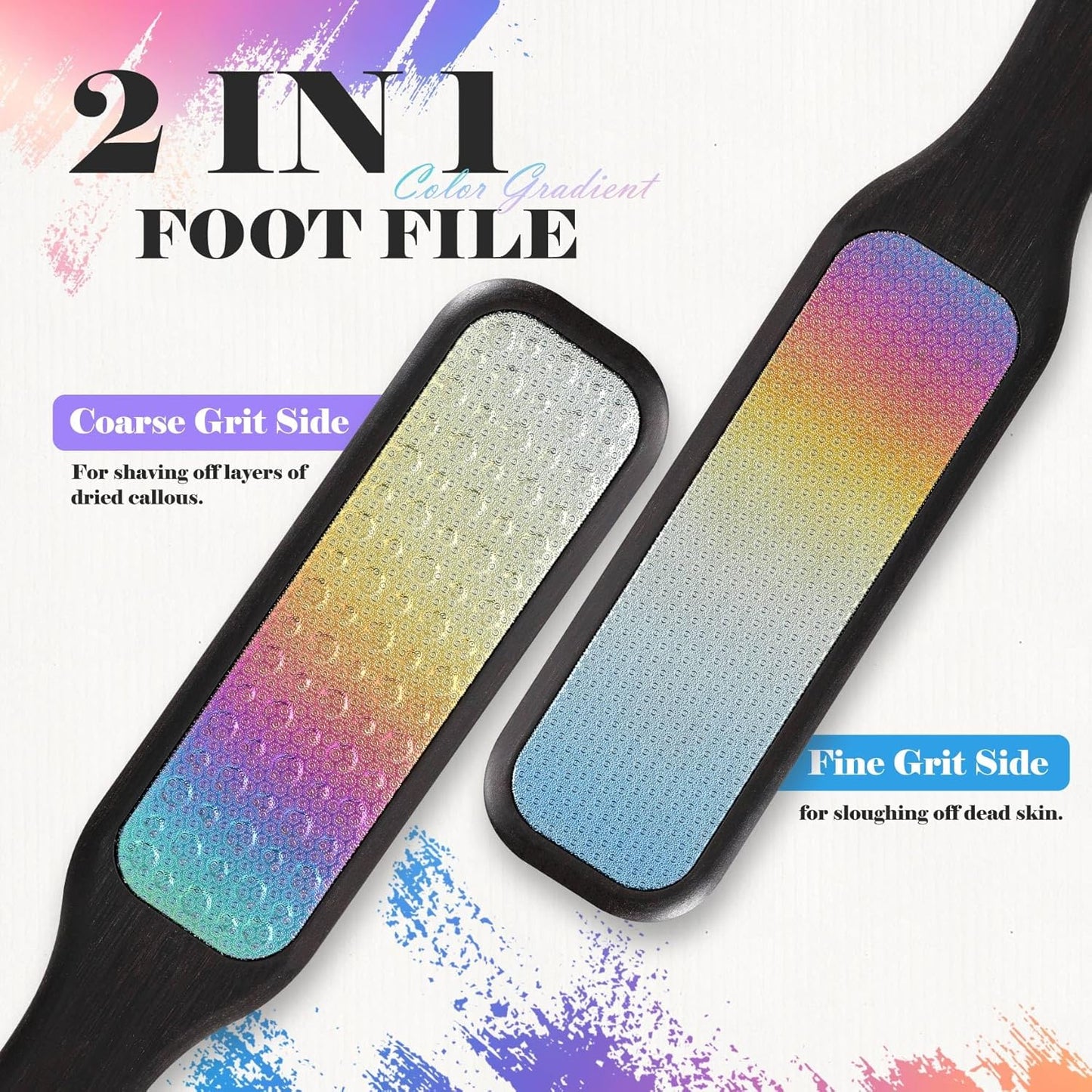 BALUCA Hard Skin Remover Foot File - Foot Callus Remover, Durable Foot Scrubber, Dead Skin Remover, Hygienic Pedicure Tool, Long Lasting Foot Buffer, Soft Smooth Feet, (Rainbow)