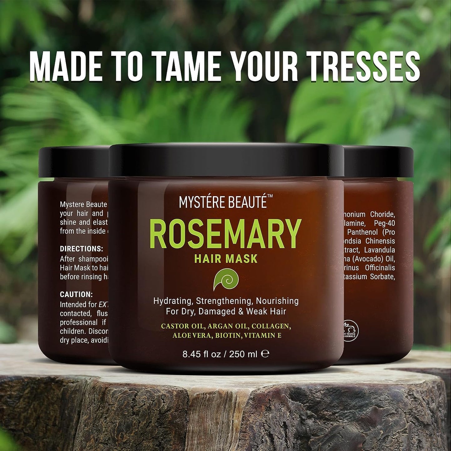 Rosemary Deep Conditioning Hair Mask for Dry Damaged Hair and Growth with Collagen Argan Oil - Rosemary Oil Leave in Conditioner aceite de romero puro y natural 8.5 fl oz x 2 Pack