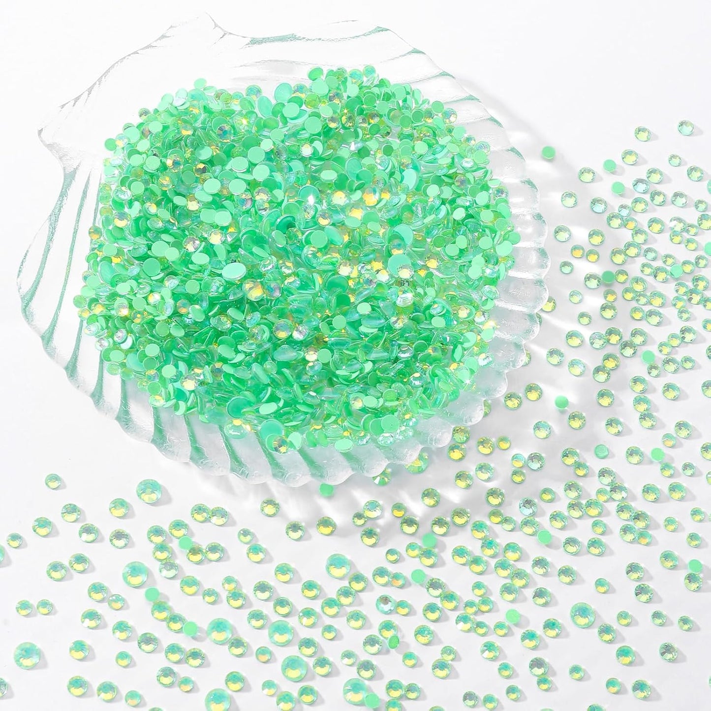 F Green Flatback Rhinestones, Glass Rhinestones for Nail Art and Craft, Glue Fix, Loose Crystal Gemstones(F Green, SS12, 1440pcs, 2.9-3.0mm)