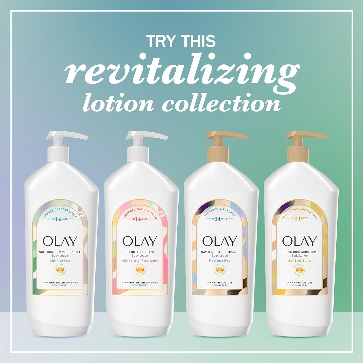 Olay Body Lotion for Women, Soothing Dryness Relief, 24hr Moisturizing & Deep Hydration, Absorbs Instantly, Penetrating Vitamin B3 Complex, For All Skin Types, Aloe Vera Scent, 18 fl oz