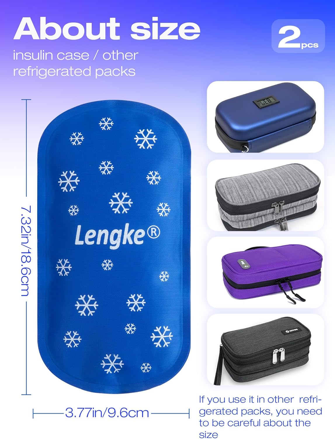 2Pcs Large Ice Packs for Insulin Cooler Travel Case TSA Approved 160g, Sutiable for Most Insulin Cooler Travel Case，Reusable Ice Pack by Leng Ke